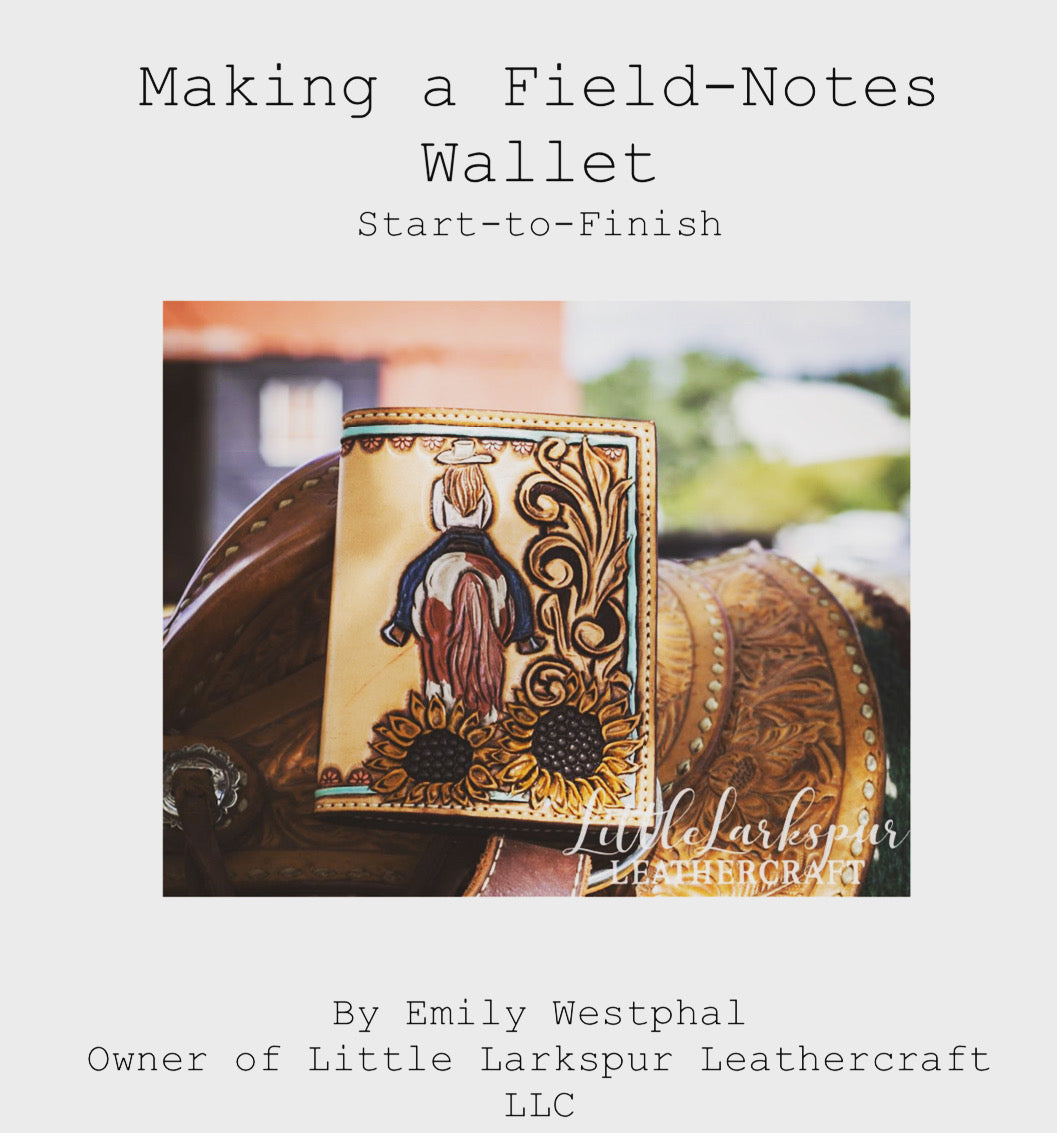 Making a Field-Notes Wallet Start-to-Finish ebook cover of tooled leather sunflower horse rider 